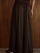 Knit Polyester Spandex Elastic Waist Wide Leg Pant