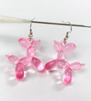 Pink Acrylic Balloon Dog Earrings