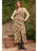 Embroidered Corduroy Vest- Washed Toffee