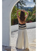 Knit Sweater Cotton Crochet Striped Halter Top