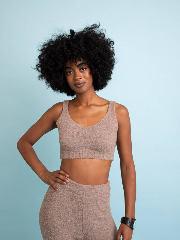 Comfy Boucle Bralette - Soft & Warm Comfort- Mocha