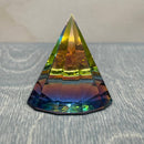 Multi Color Ab 1.5 Inch Round Base Glass Pyramid