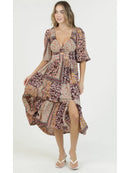 Twist Front Ls Maxi Dress with Front Slit