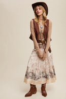 Embroidered Lace Tie-Front Vest