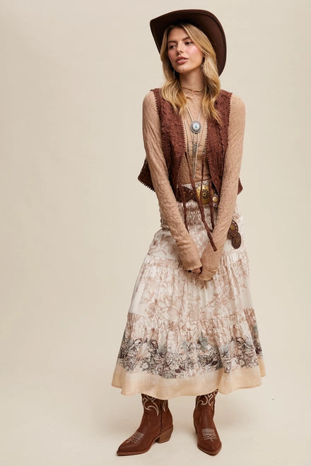 Embroidered Lace Tie-Front Vest