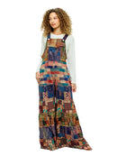 Overalls Soft Boho Geo Floral Tiered Wide Leg