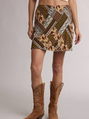 Multi Print Mini Skirt