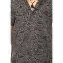 Abst Mushroom Print SS Shirt- Black