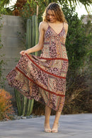 V Neck Lace Trim Maxi Dress