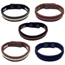 Thin Leather Band and Braided Rope Snap Bracelet