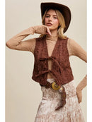 Embroidered Lace Tie-Front Vest