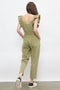 Ruffled Washed Cotton Jumpsuit with Front Zipper