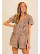Desert Muse Pin Tuck Utility Romper - Brown