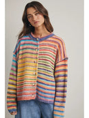 Rainbow Button-Up Knit Sweater Cardigan