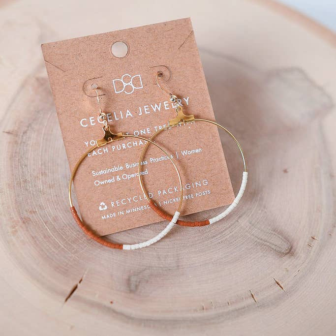 Terra Cotta Half and Half Hoop Earring