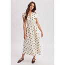 Polka Dot Zip Midi Dress- Cream