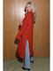 Open Knit Long Cardigan Sweater - Rust
