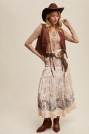 Embroidered Lace Tie-Front Vest