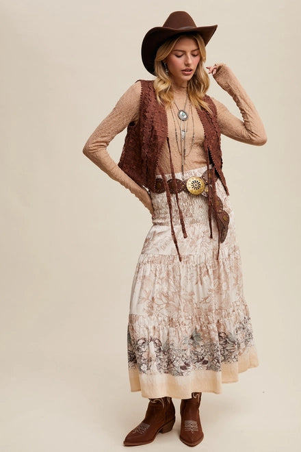 Embroidered Lace Tie-Front Vest