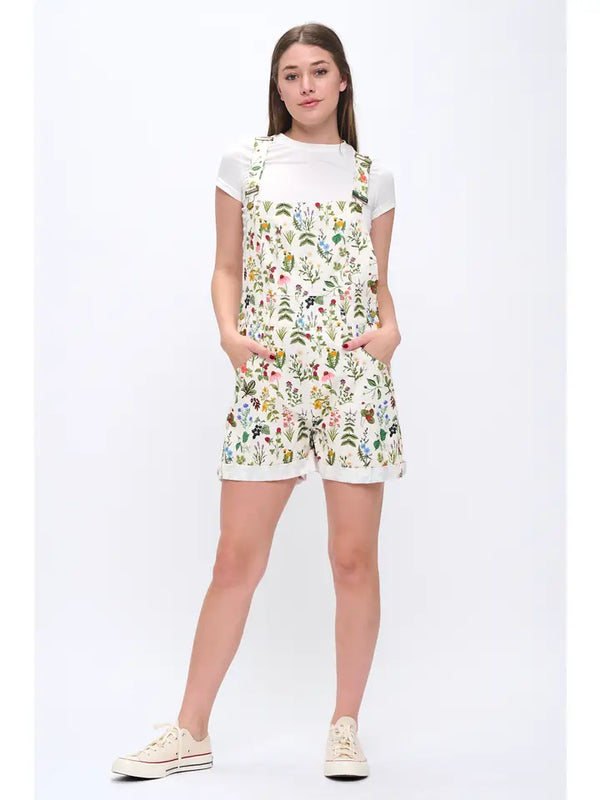Floral Garden Print Shortalls
