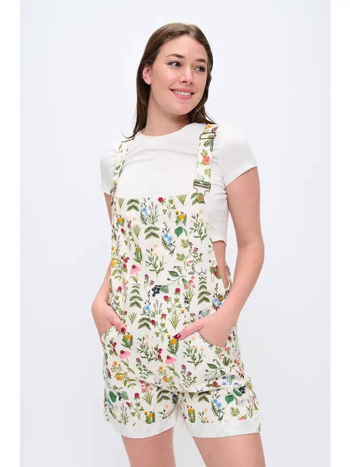 Floral Garden Print Shortalls