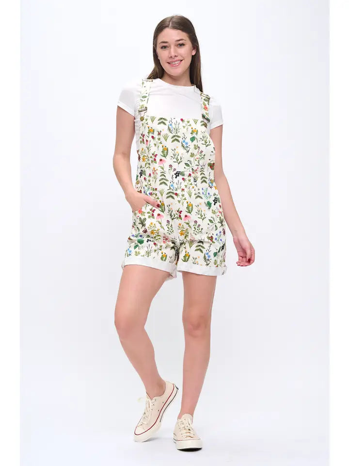 Floral Garden Print Shortalls