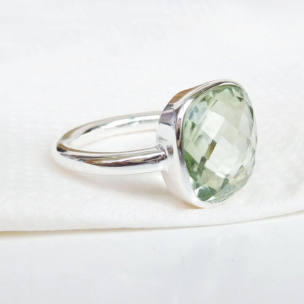 Faceted Green Amethyst - Sterling Silver