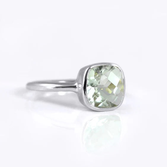 Faceted Green Amethyst - Sterling Silver