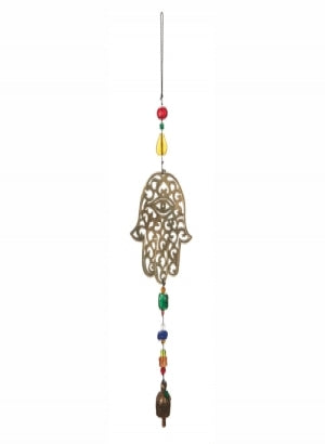 Intricate Hamsa Hand with Beads and Bell