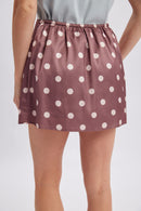 Polka Dot Satin Mini Skort