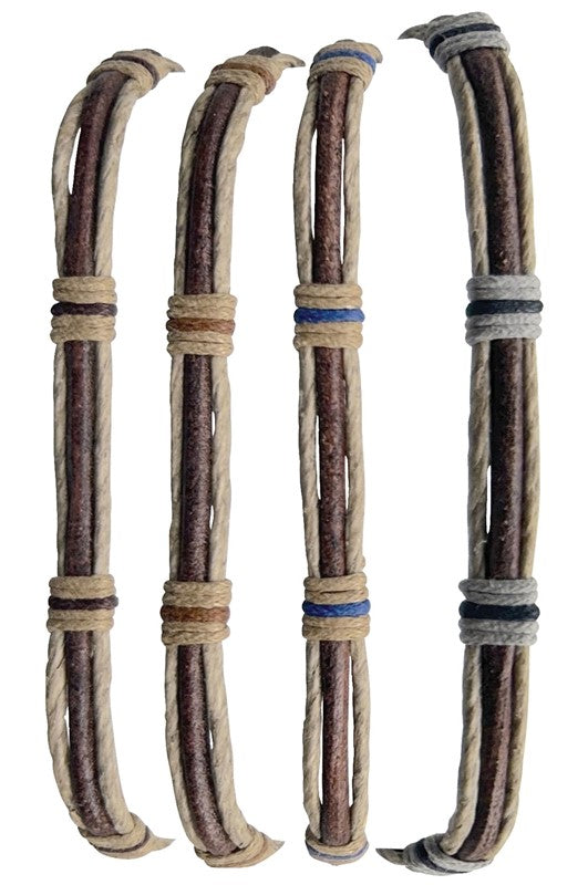 2 Strand Hemp with Leather Bracelet