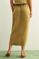 Raw Hem Wrap Skirt