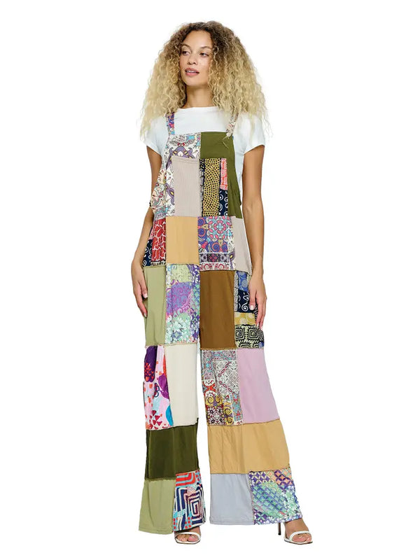 Overall Hippie Floral Patchwork