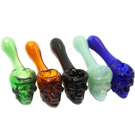 4" Glass Hand Pipe w/ Skull Design