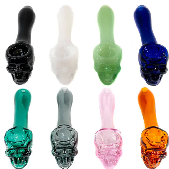 4" Glass Hand Pipe w/ Skull Design