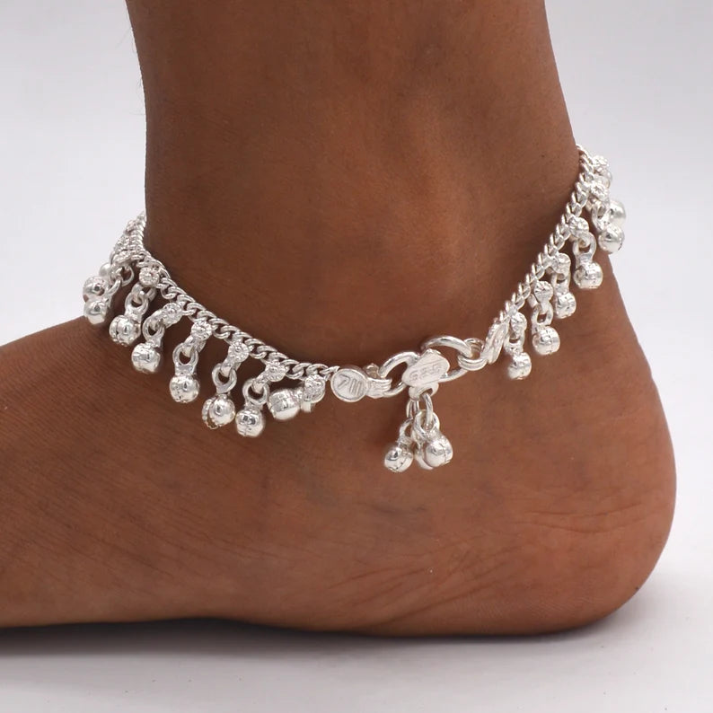 Indian Traditional Ethnic Silver Bell Anklet