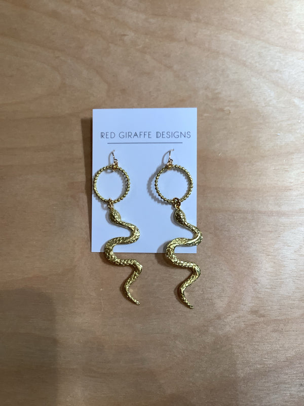 Brass Snake Earrings