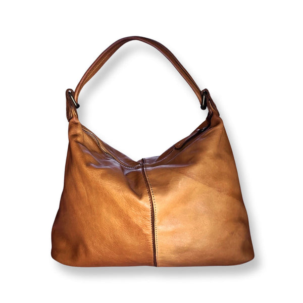 PIA Cognac Vintage Style Cowhide Leather Bag