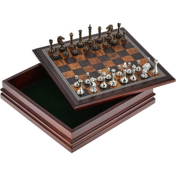 Metal Chessman with Wooden Board