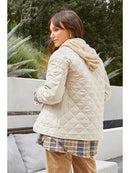 Contrast Quilted Jacket - Ivory