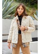 Contrast Quilted Jacket - Ivory