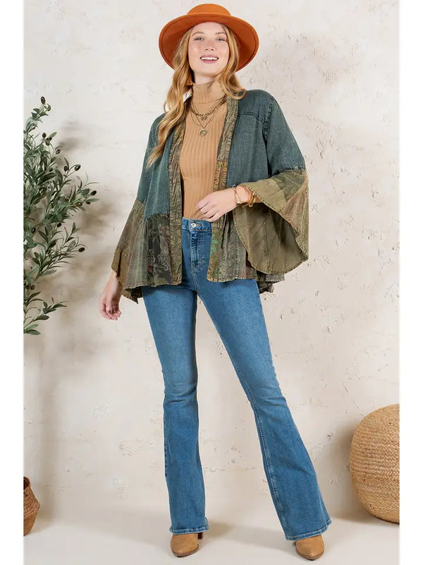 Tiered Patchwork Top - Gravel