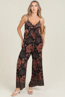 Tie Bust Wide Leg Jumpsuit with Pockets