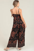 Tie Bust Wide Leg Jumpsuit with Pockets