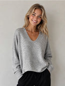 Knit V Neck Boxy Side Slit