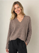 Knit V Neck Boxy Side Slit