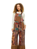 Overall Patchwork Floral Ruffled Hem - Brown