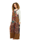 Overall Patchwork Floral Ruffled Hem - Brown