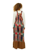 Overall Patchwork Floral Ruffled Hem - Brown