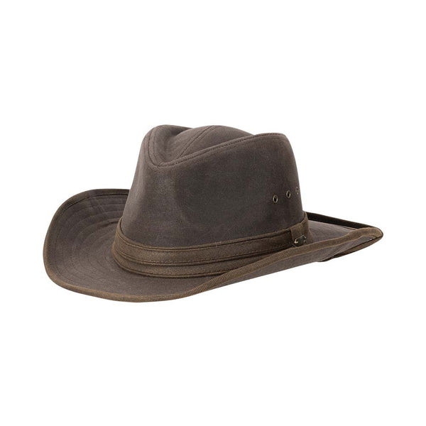 Cotton Outback Hat with Chin Strap Brown